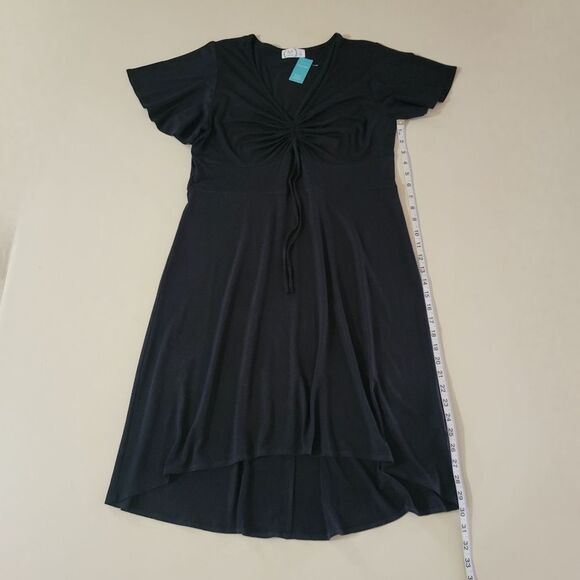 Maurice's Black V-neck A-line Flutter Sleeve Dress - Picture 7 of 15